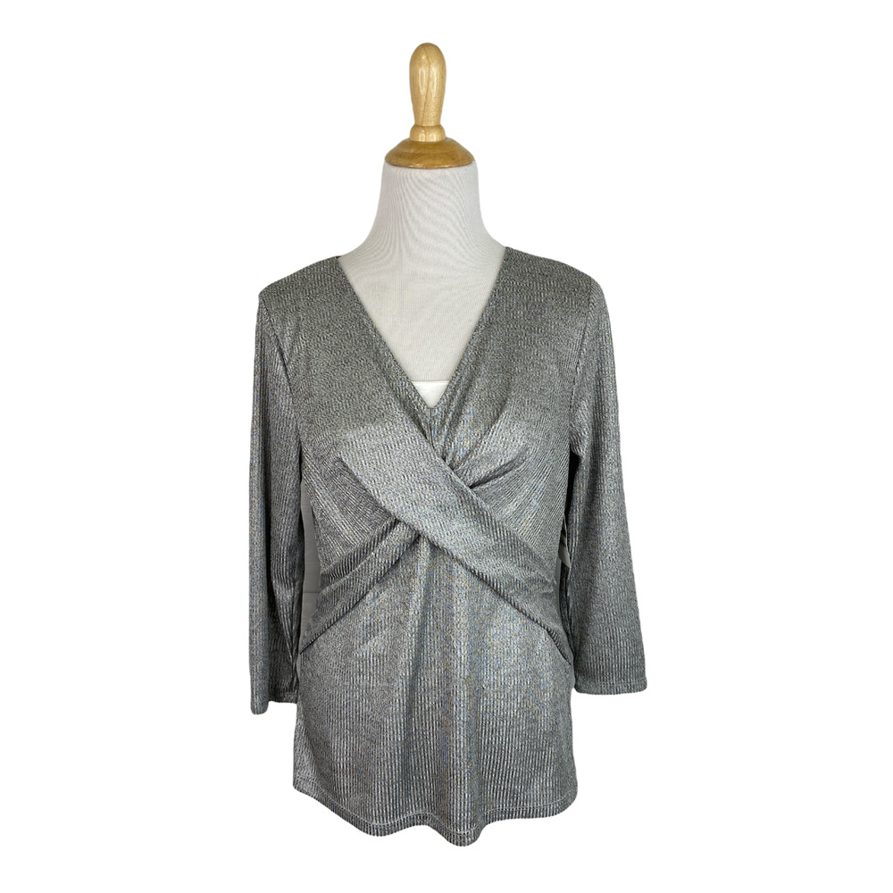 INC Criss-Cross Shimmer Top Large NWT
